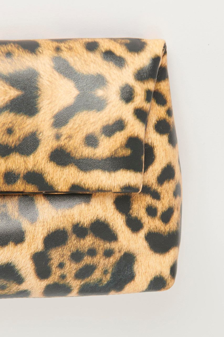 SS20 Leopard Print Leather Preowned Clutch Bag