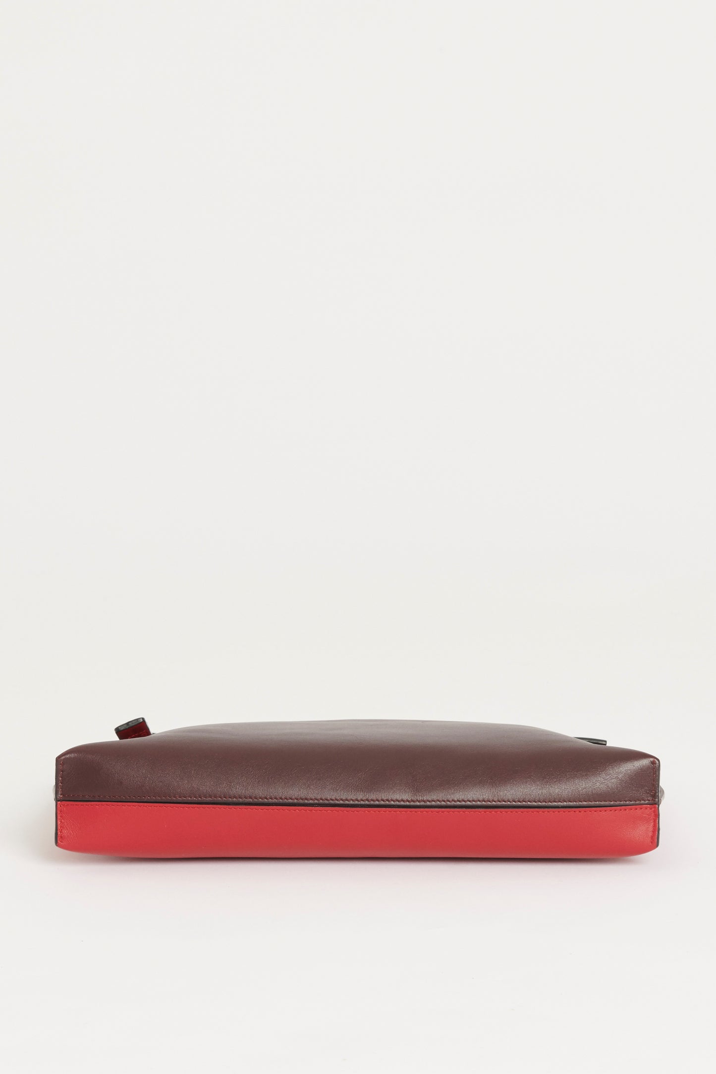 Red and Aubergine Leather Preowned Clutch