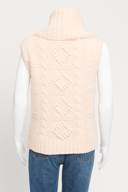 Baby Pink Cashmere Roll Neck Sleeveless Preowned Sweater
