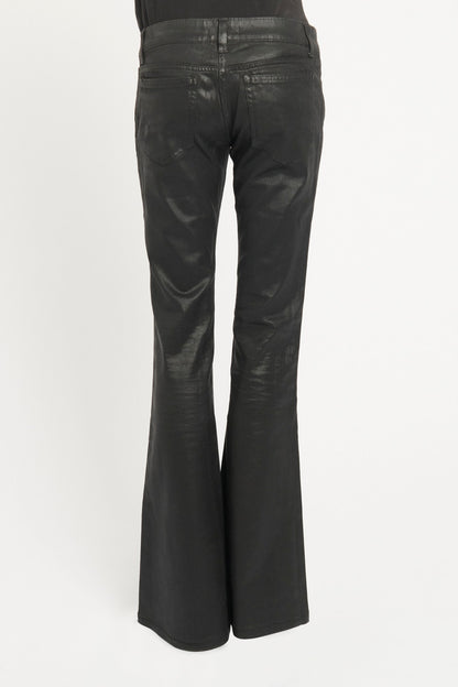 Black Coated Denim Flared Preowned Jeans