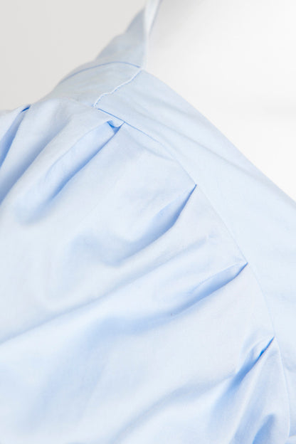 Pale Blue Cotton Puff Sleeve Preowned Blouse