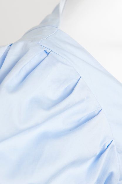 Pale Blue Cotton Puff Sleeve Preowned Blouse