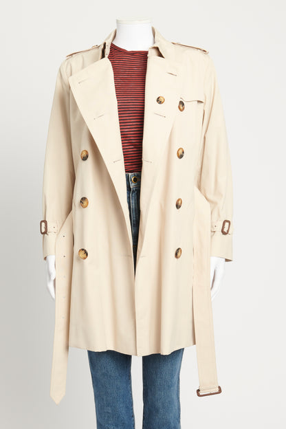 Beige Cotton 'Slim Fit' Belted Preowned Trench Coat