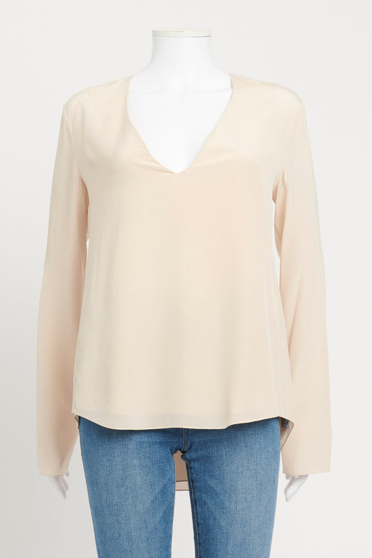 Pale Pink V-Neck Preowned Blouse