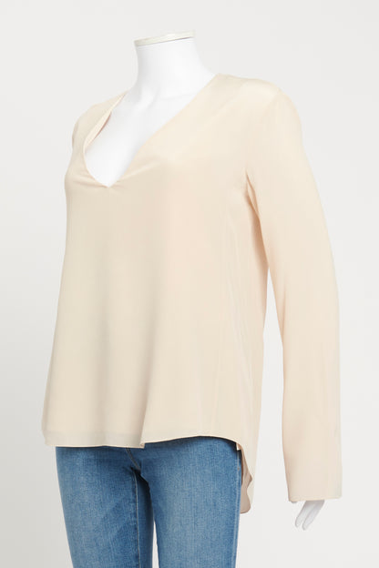 Pale Pink V-Neck Preowned Blouse