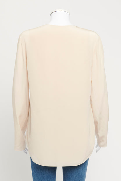 Pale Pink V-Neck Preowned Blouse