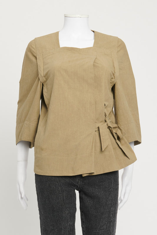 Khaki Preowned Wide Arm Blouse