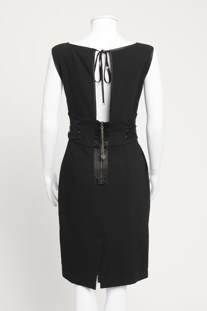 Black Wool Ribbon Sash Preowned Knee Length Dress
