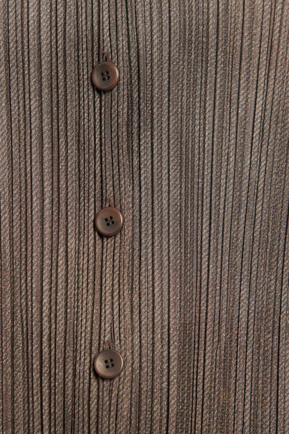 Brown Buttoned Down Pleated Preowned Cardigan
