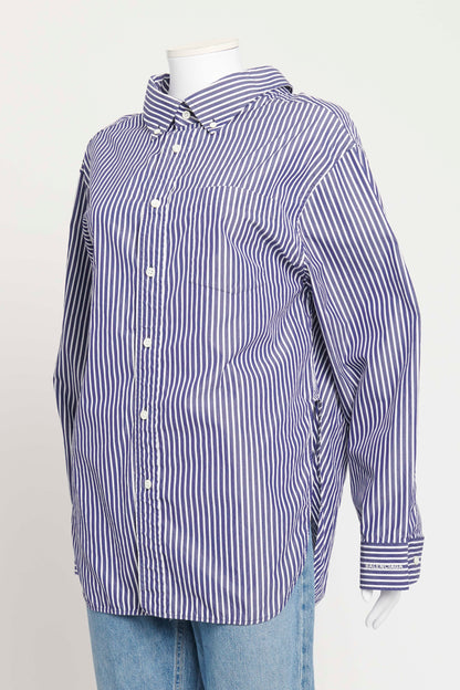 Navy and White Vertical Striped Preowned Shirt
