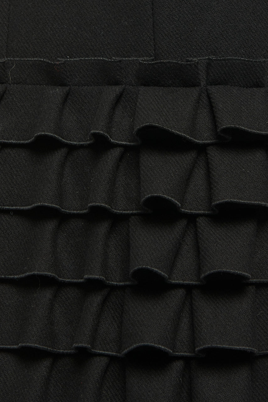 Black Wool Ruffle Preowned Dress Coat