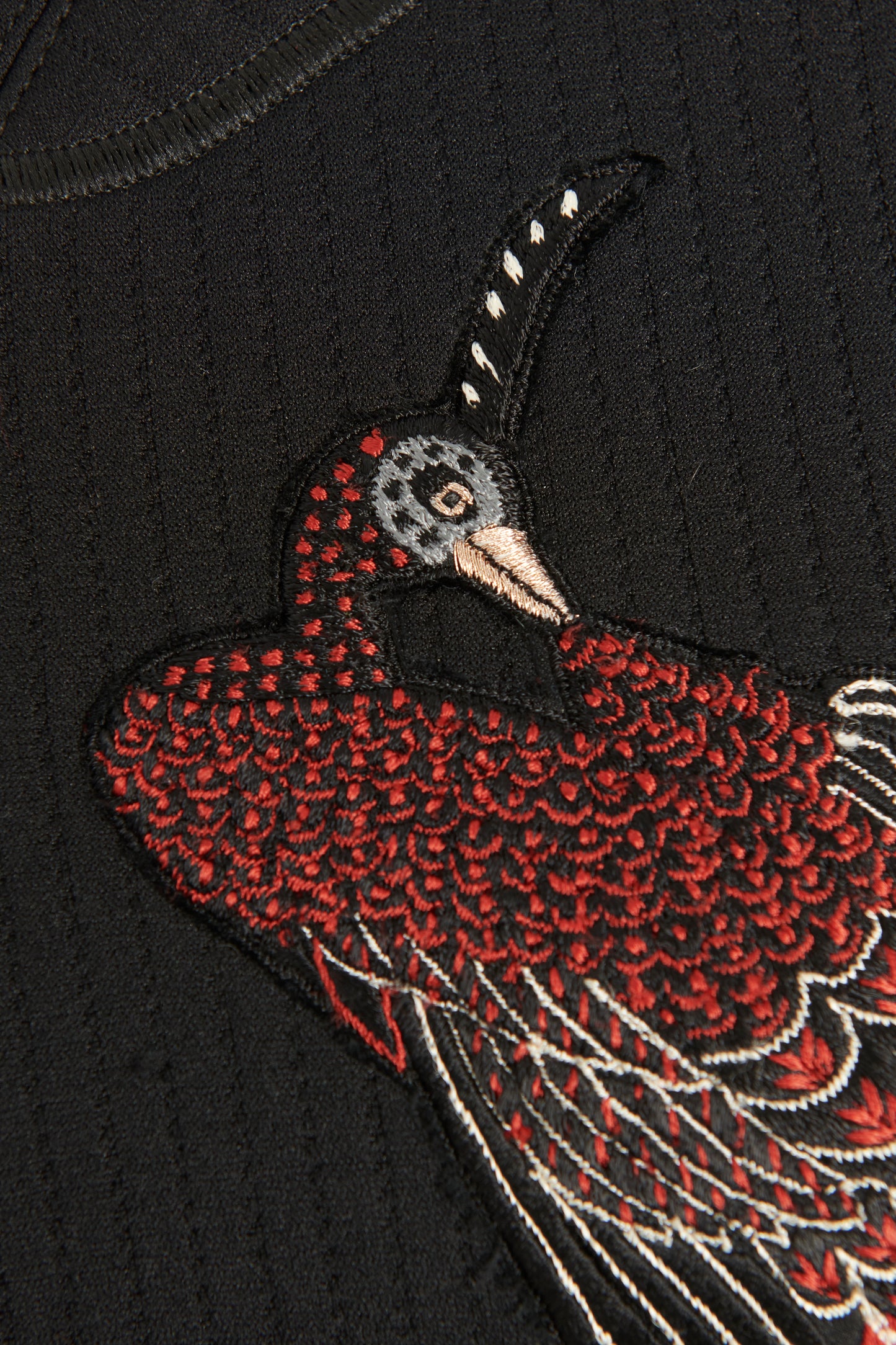 Fall 2012 Black Preowned Crewneck Sweater With Embroidered Peacocks