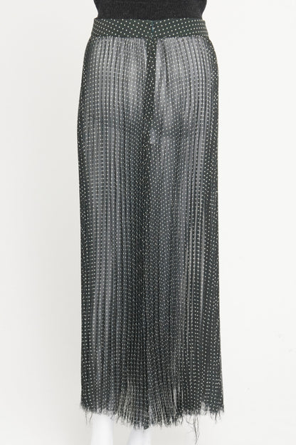 Black and White Polkadot Silk Maxi Skirt