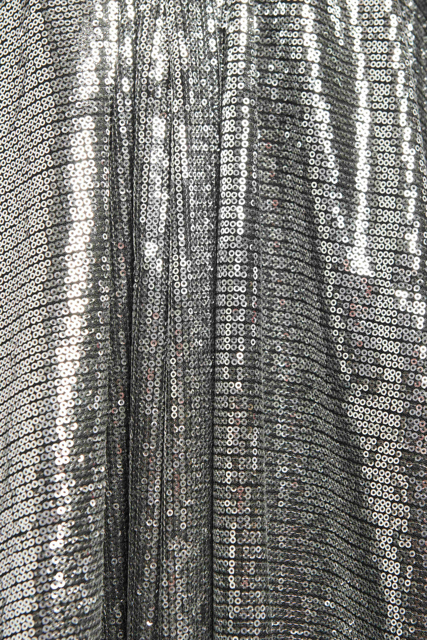 Silver Sequin Tie Belt Preowned Maxi Dress
