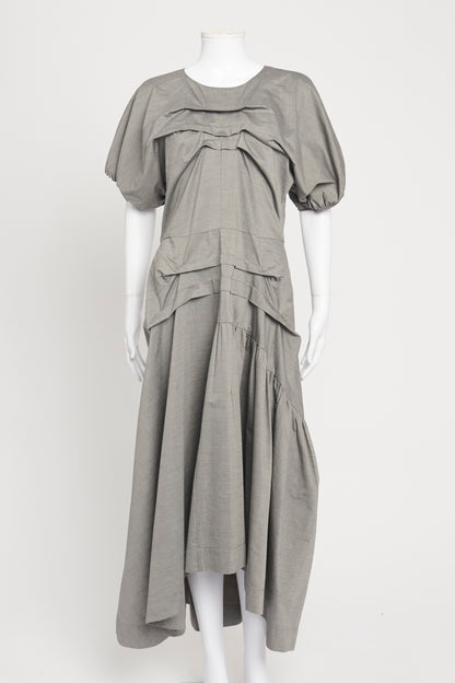 Grey Cotton Blend Gathered Preowned Maxi Dress