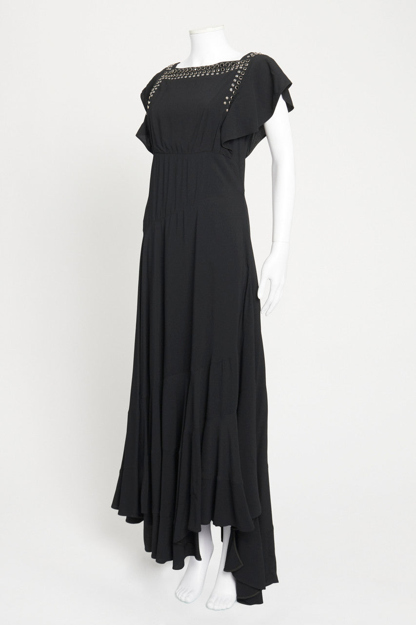 Black Chiffon Embellished Preowned Maxi Dress