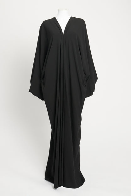 Black Wool Balloon Sleeve Preowned Maxi Dress