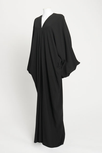 Black Wool Balloon Sleeve Preowned Maxi Dress