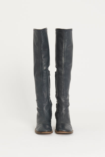 Navy Over-The-Knee Heeled Preowned Boots