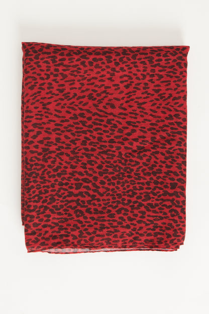 Red Leopard Print Preowned Scarf