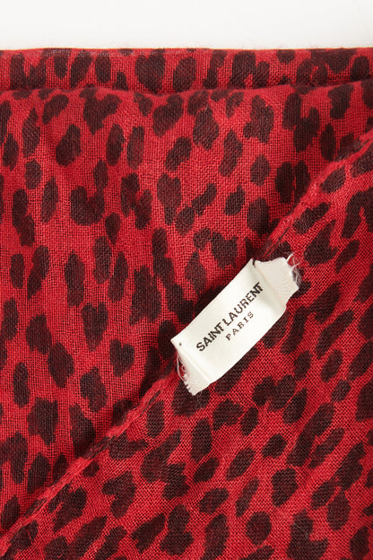 Red Leopard Print Preowned Scarf