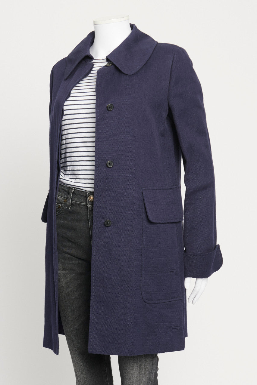 Navy Blue Preowned Princess Coat with Detachable Collar