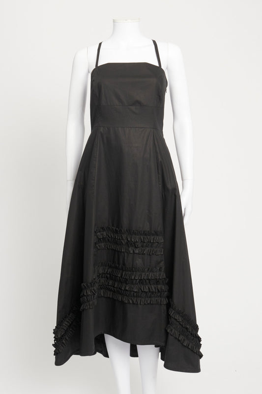 Black Ruffled Preowned Midi Dress