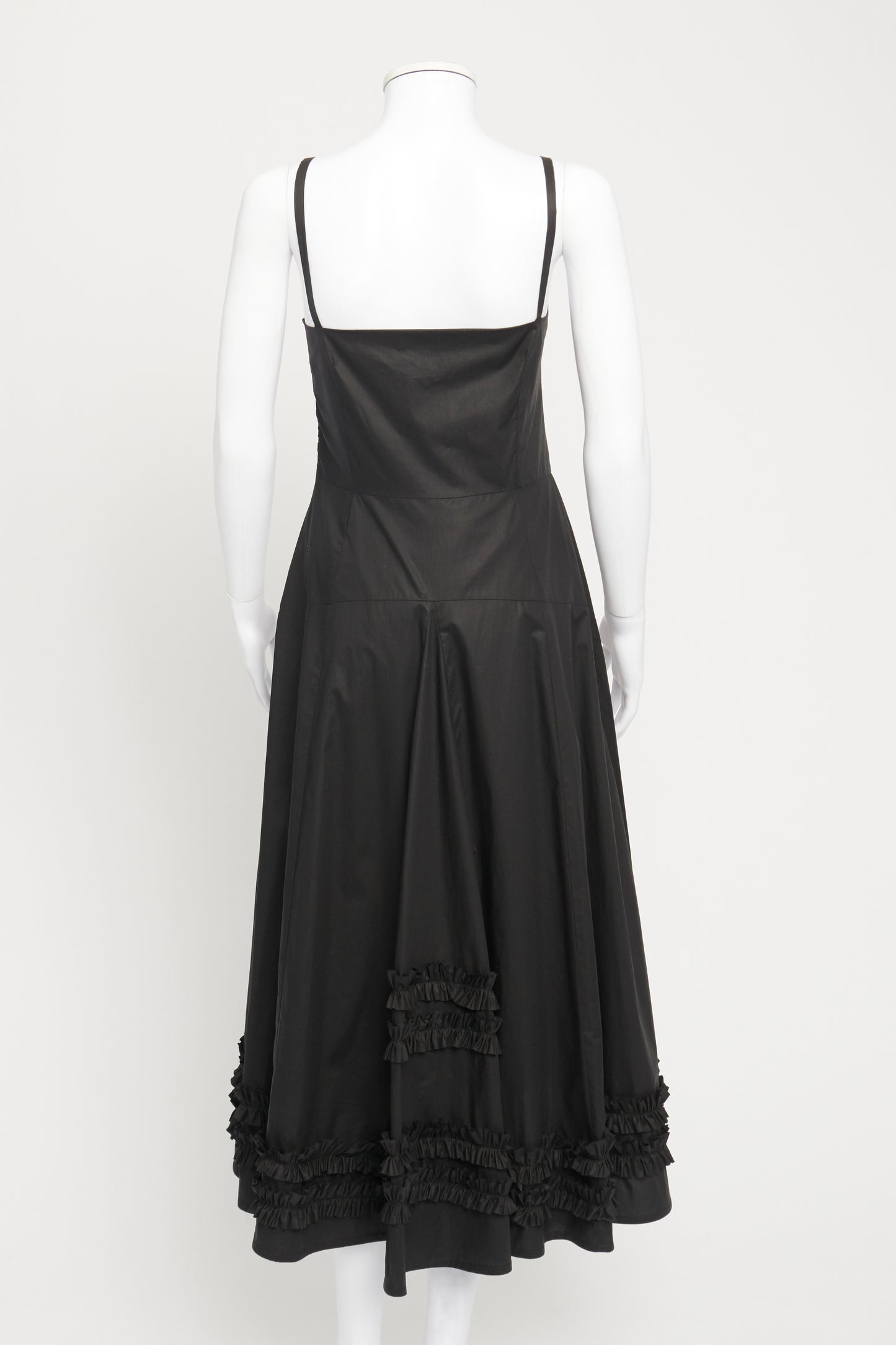 Black Ruffled Preowned Midi Dress