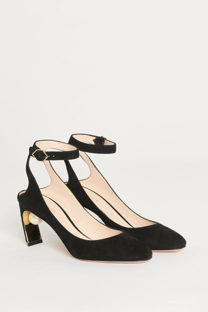 Black Suede Maeva Ankle Strap Preowned Pumps
