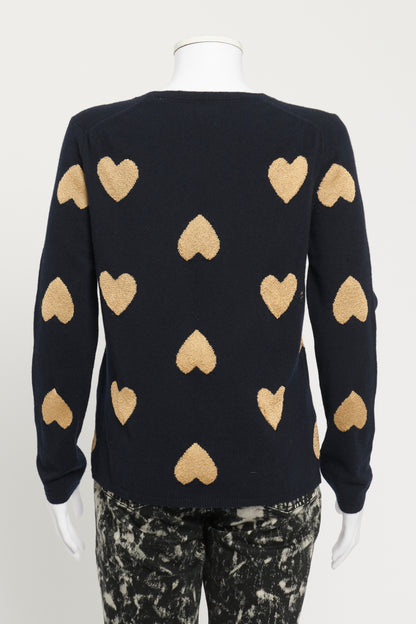 Navy Preowned Sweatshirt with Gold Heart Detailing