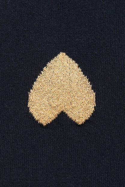 Navy Preowned Sweatshirt with Gold Heart Detailing