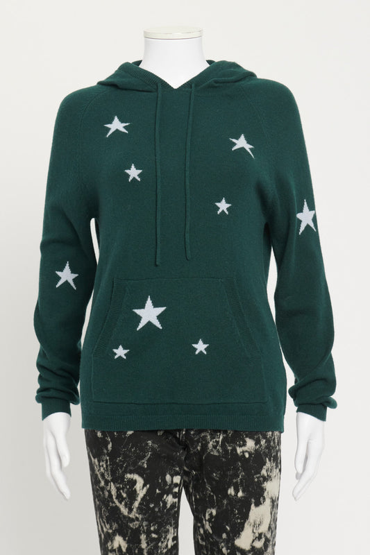 Green Cashmere Stars Intarsia Preowned Hoodie