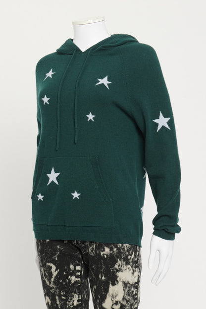 Green Cashmere Stars Intarsia Preowned Hoodie