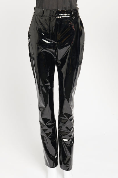 Black Vinyl High-Rise Preowned Slim Pants
