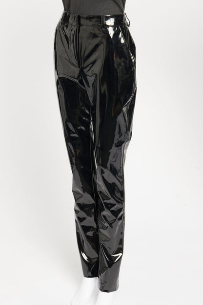 Black Vinyl High-Rise Preowned Slim Pants