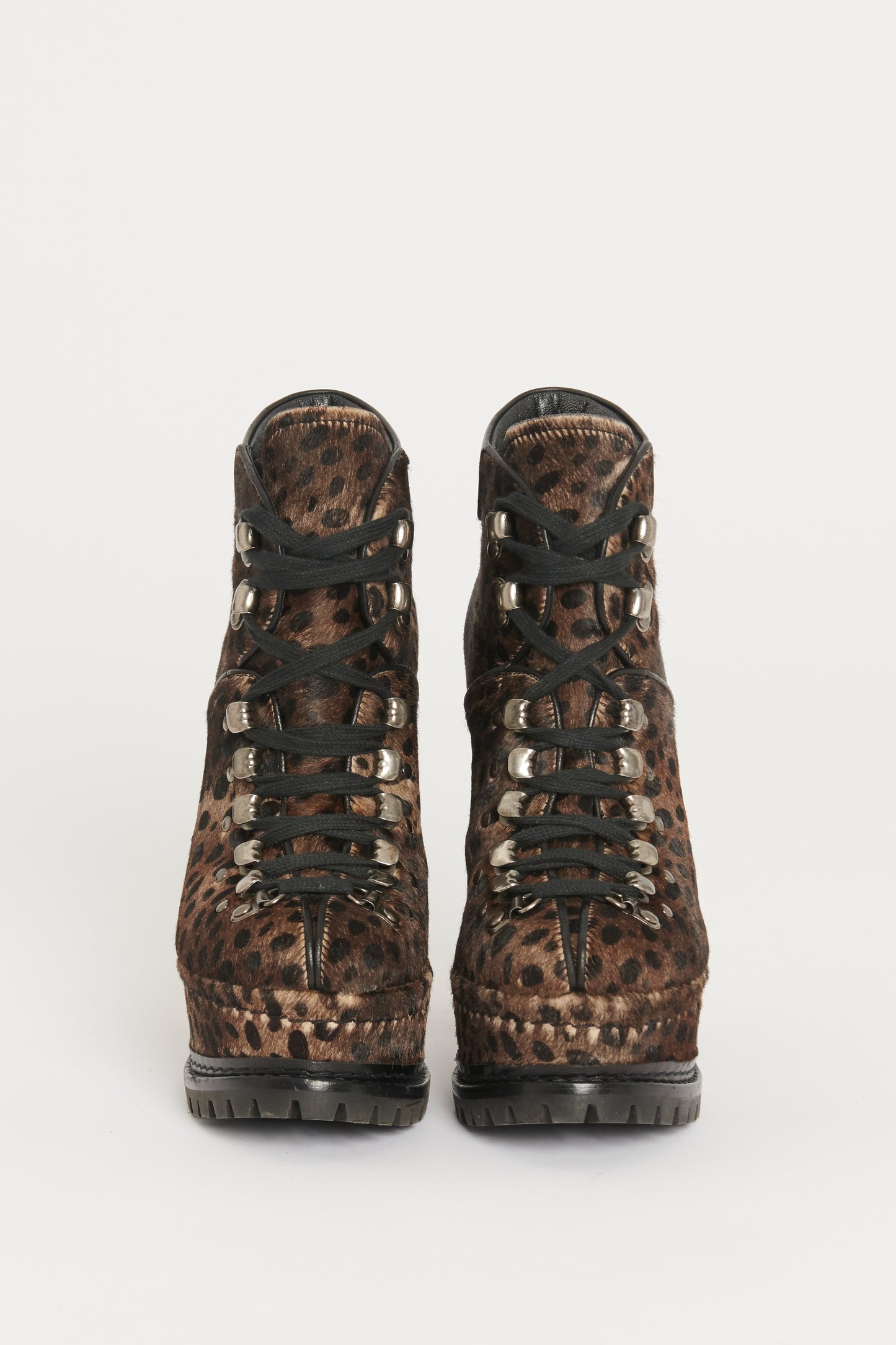 Brown Leopard Print Pony Style Preowned Ankle Boots