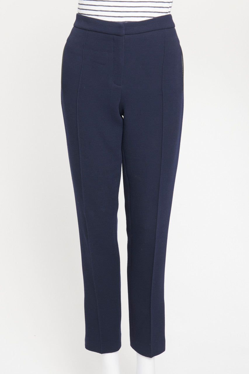 Navy Straight Leg Smart Preowned Trousers