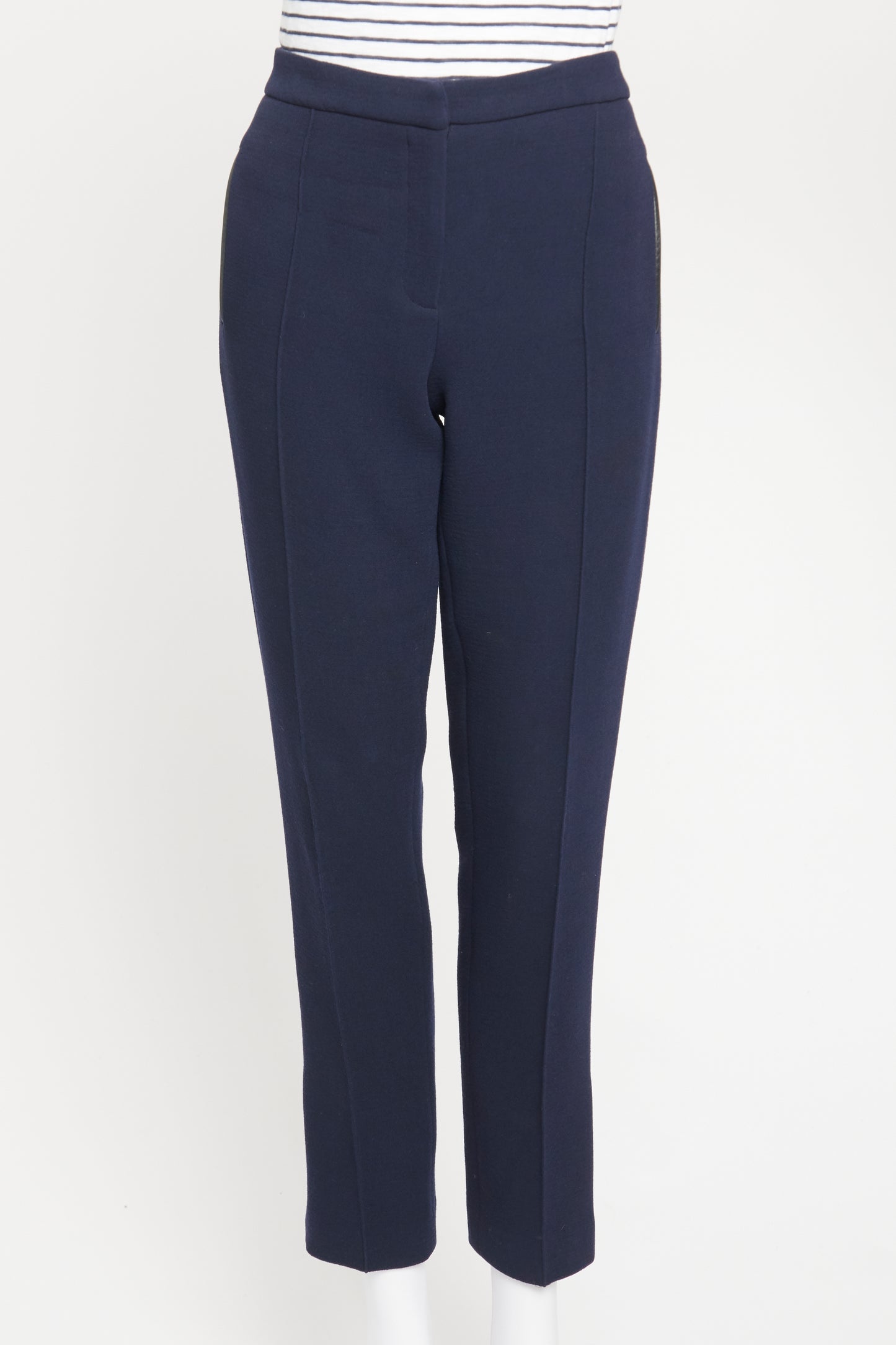 Navy Straight Leg Smart Preowned Trousers