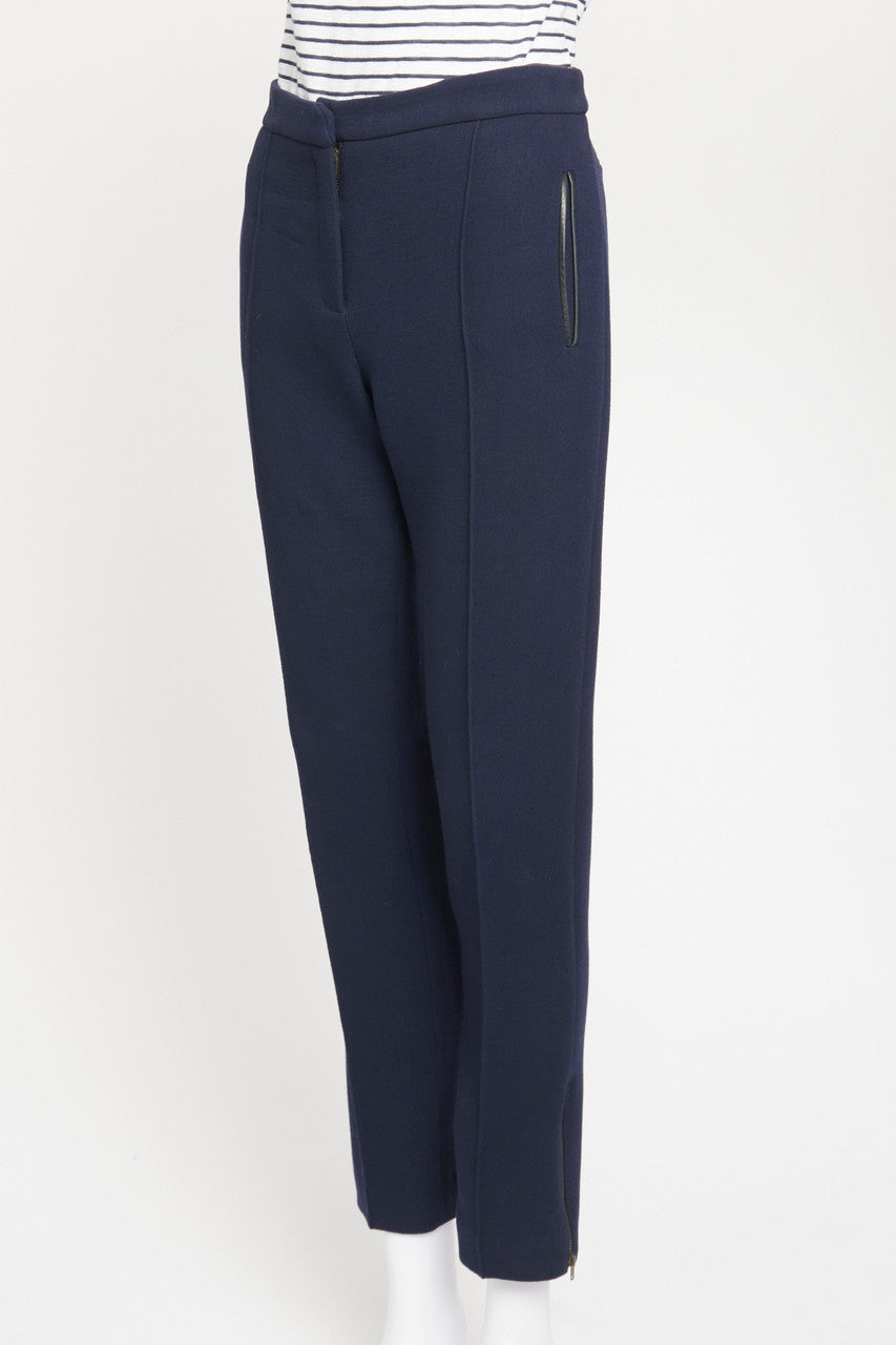 Navy Straight Leg Smart Preowned Trousers