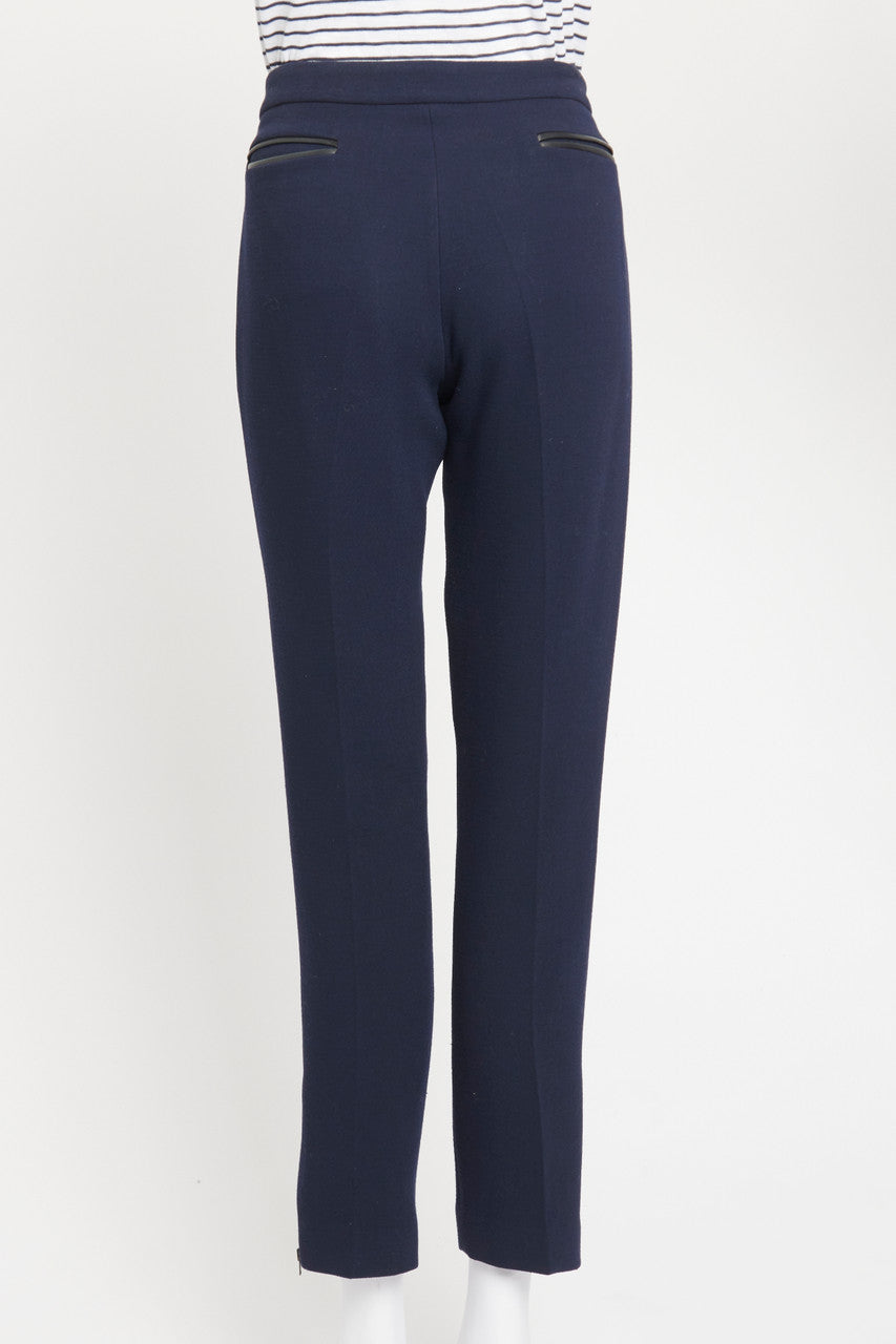 Navy Straight Leg Smart Preowned Trousers