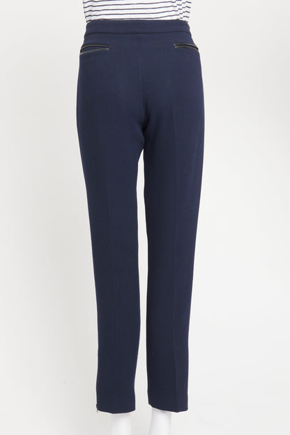 Navy Straight Leg Smart Preowned Trousers