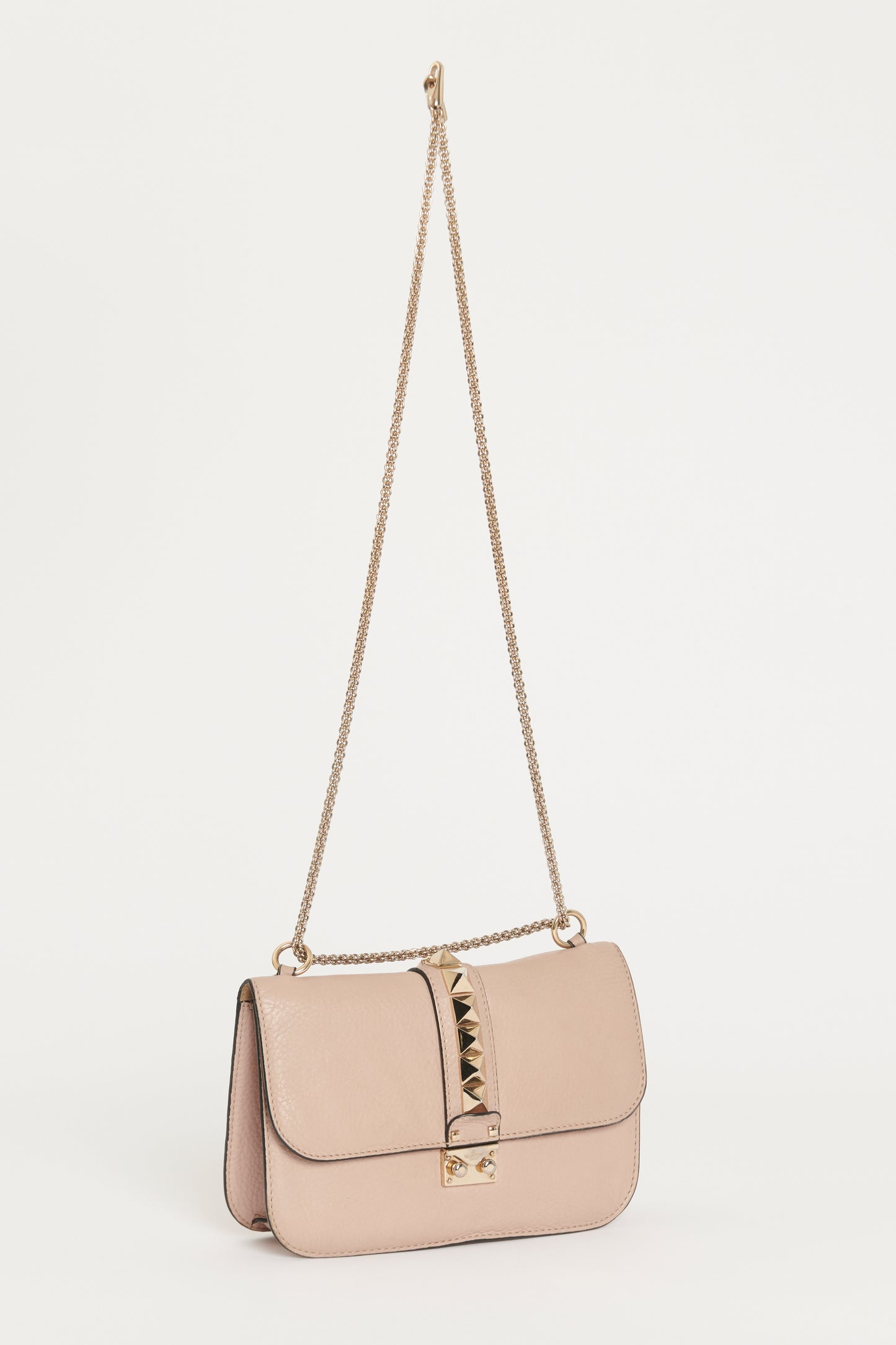 Nude Glam Rock Leather Preowned Crossbody Bag