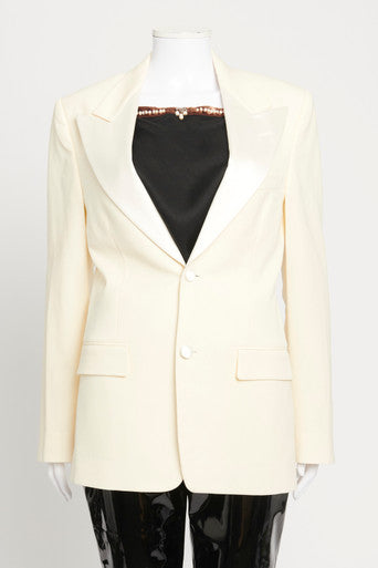 Cream Wool and Satin Preowned Blazer