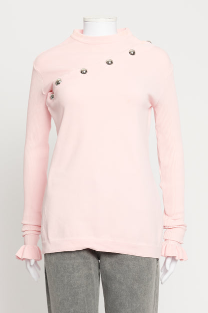 Baby Pink Popper Button Preowned Top
