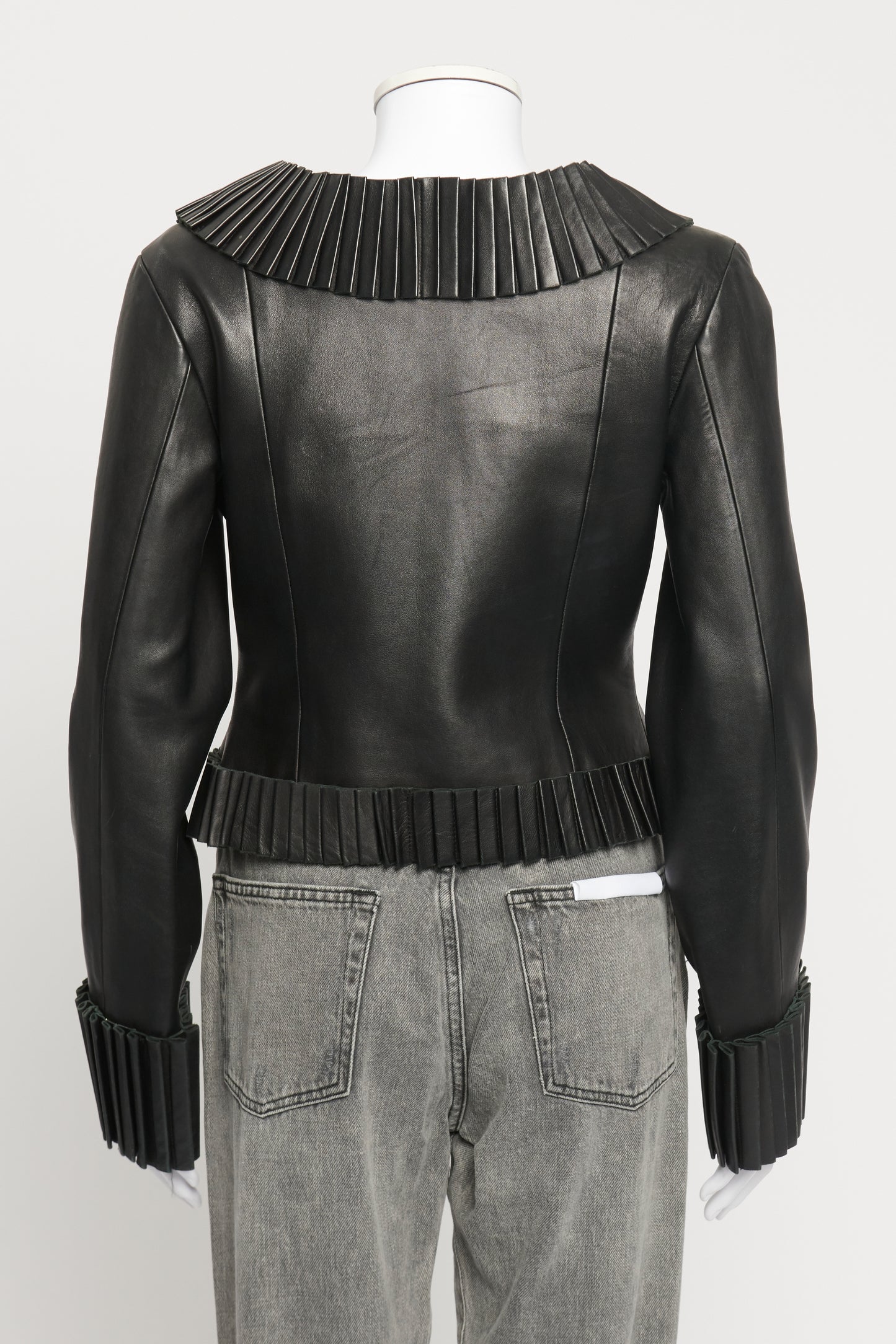 Fall 2007 Black Pleated Preowned Leather Jacket