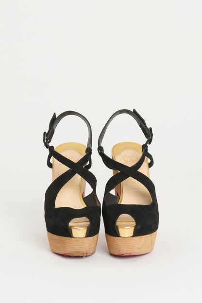Black Suede Rozeppa Preowned Platform Sandals