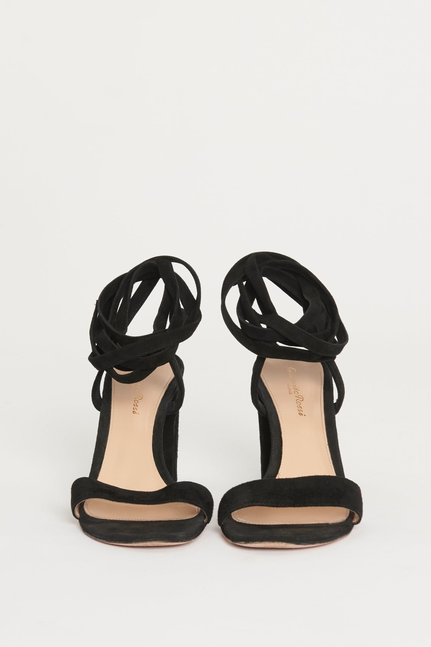 Black Suede Block Heel Preowned Sandals