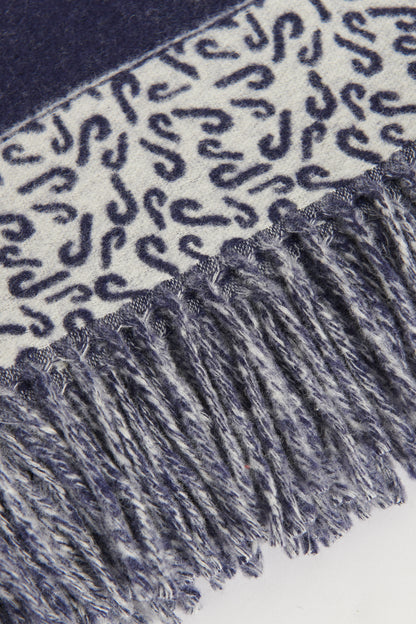 Blue Patterned Wool Blend Preowned Blanket