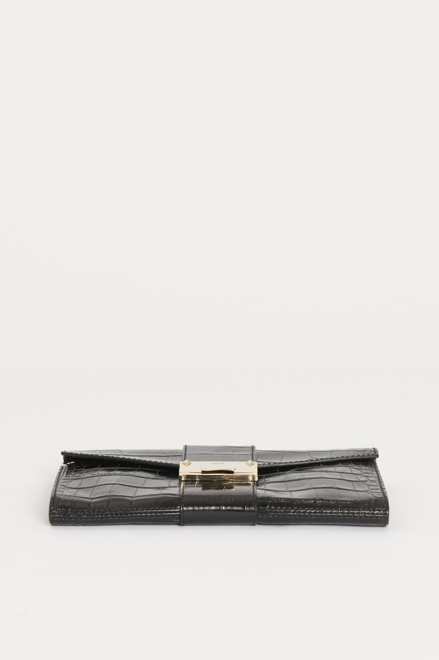 Black Rivera Croc Embossed Preowned Clutch