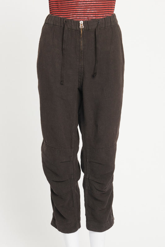 Black Washed Linen Casual Preowned Trousers